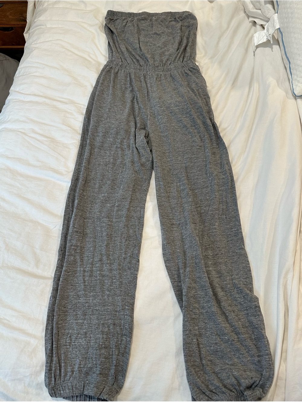 American Apparel Gray Strapless Flowy Jumpsuit